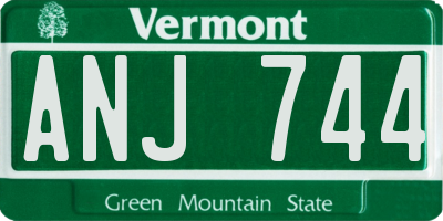VT license plate ANJ744