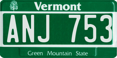 VT license plate ANJ753