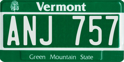 VT license plate ANJ757