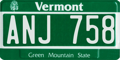 VT license plate ANJ758