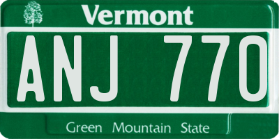 VT license plate ANJ770