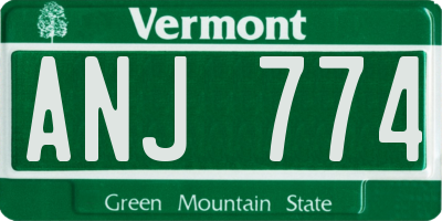 VT license plate ANJ774