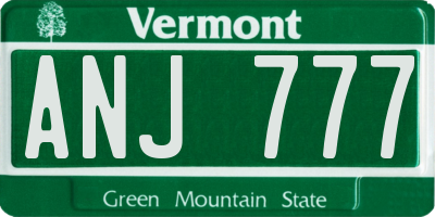 VT license plate ANJ777