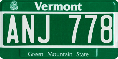 VT license plate ANJ778