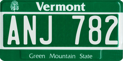VT license plate ANJ782