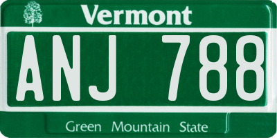 VT license plate ANJ788