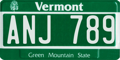 VT license plate ANJ789