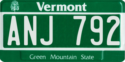 VT license plate ANJ792