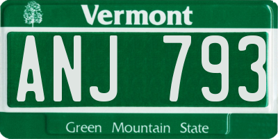 VT license plate ANJ793