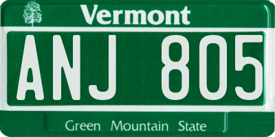VT license plate ANJ805