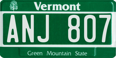 VT license plate ANJ807