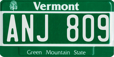 VT license plate ANJ809