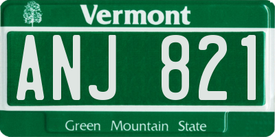 VT license plate ANJ821