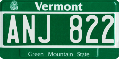 VT license plate ANJ822