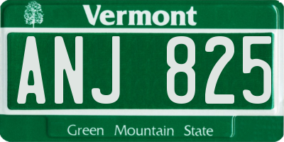 VT license plate ANJ825