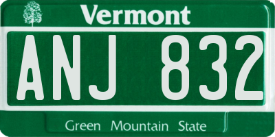 VT license plate ANJ832