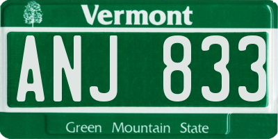 VT license plate ANJ833