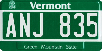VT license plate ANJ835