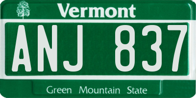 VT license plate ANJ837