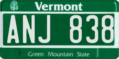 VT license plate ANJ838