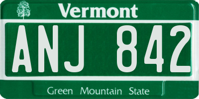 VT license plate ANJ842