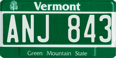 VT license plate ANJ843