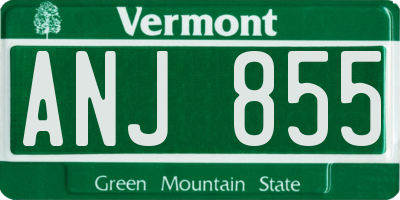 VT license plate ANJ855