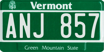 VT license plate ANJ857