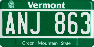 VT license plate ANJ863