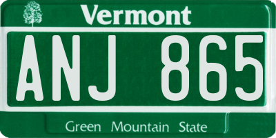 VT license plate ANJ865