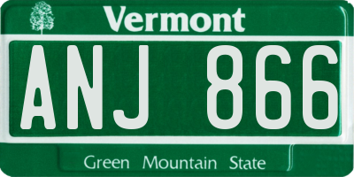 VT license plate ANJ866