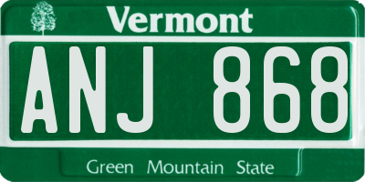 VT license plate ANJ868