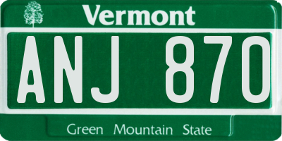 VT license plate ANJ870