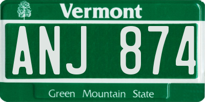 VT license plate ANJ874