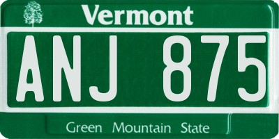 VT license plate ANJ875