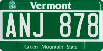VT license plate ANJ878