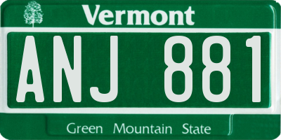 VT license plate ANJ881