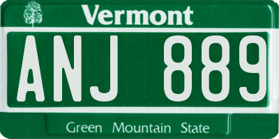 VT license plate ANJ889