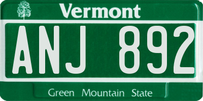 VT license plate ANJ892