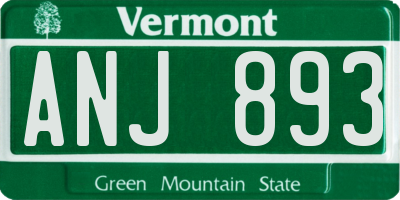 VT license plate ANJ893
