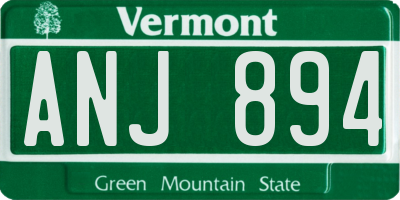 VT license plate ANJ894