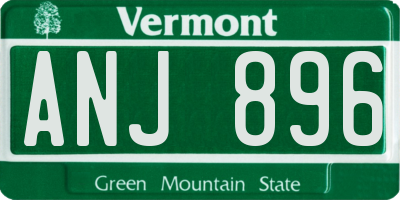 VT license plate ANJ896