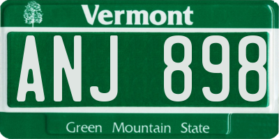 VT license plate ANJ898