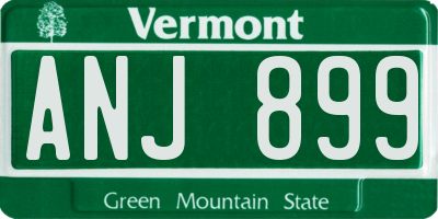 VT license plate ANJ899