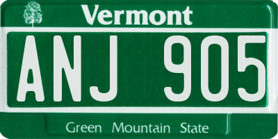 VT license plate ANJ905