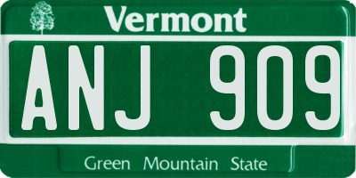 VT license plate ANJ909