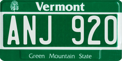 VT license plate ANJ920