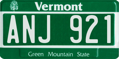 VT license plate ANJ921