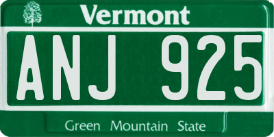 VT license plate ANJ925