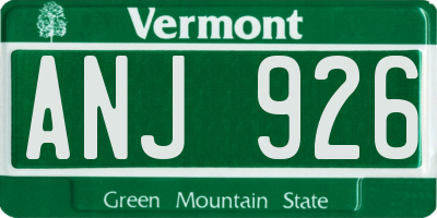 VT license plate ANJ926